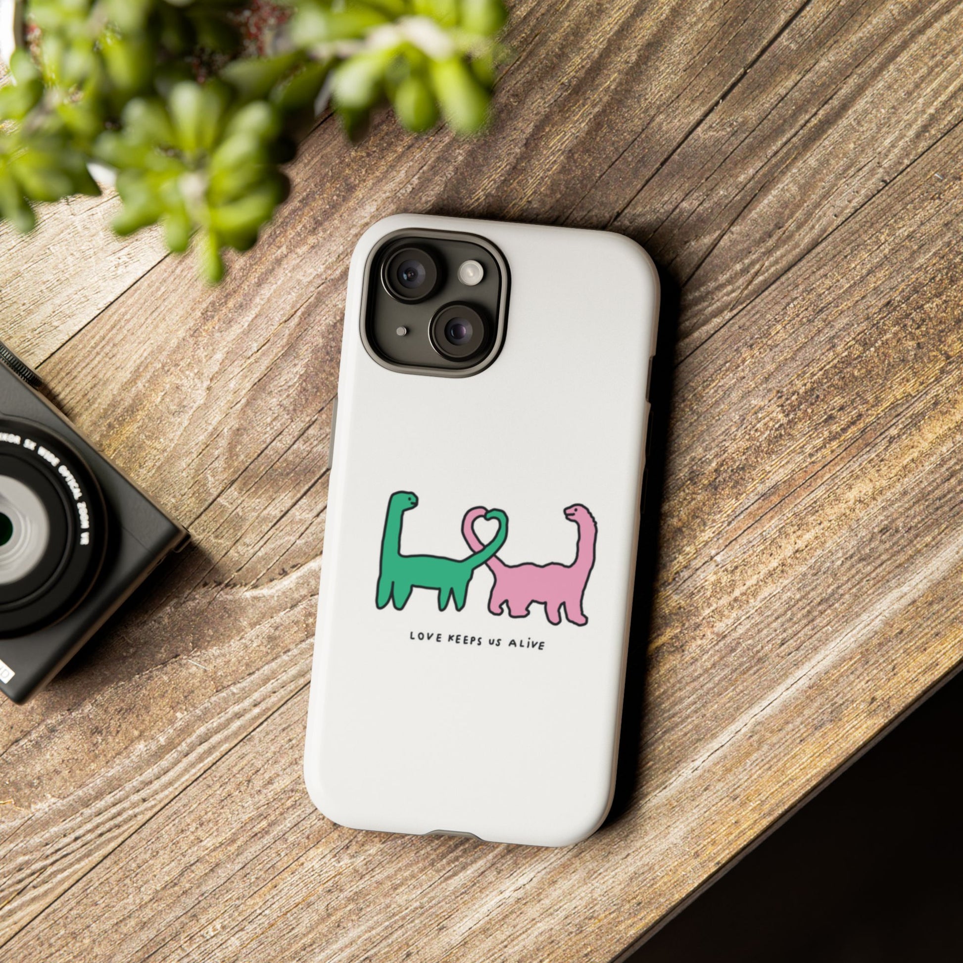 Dino in love phone cases