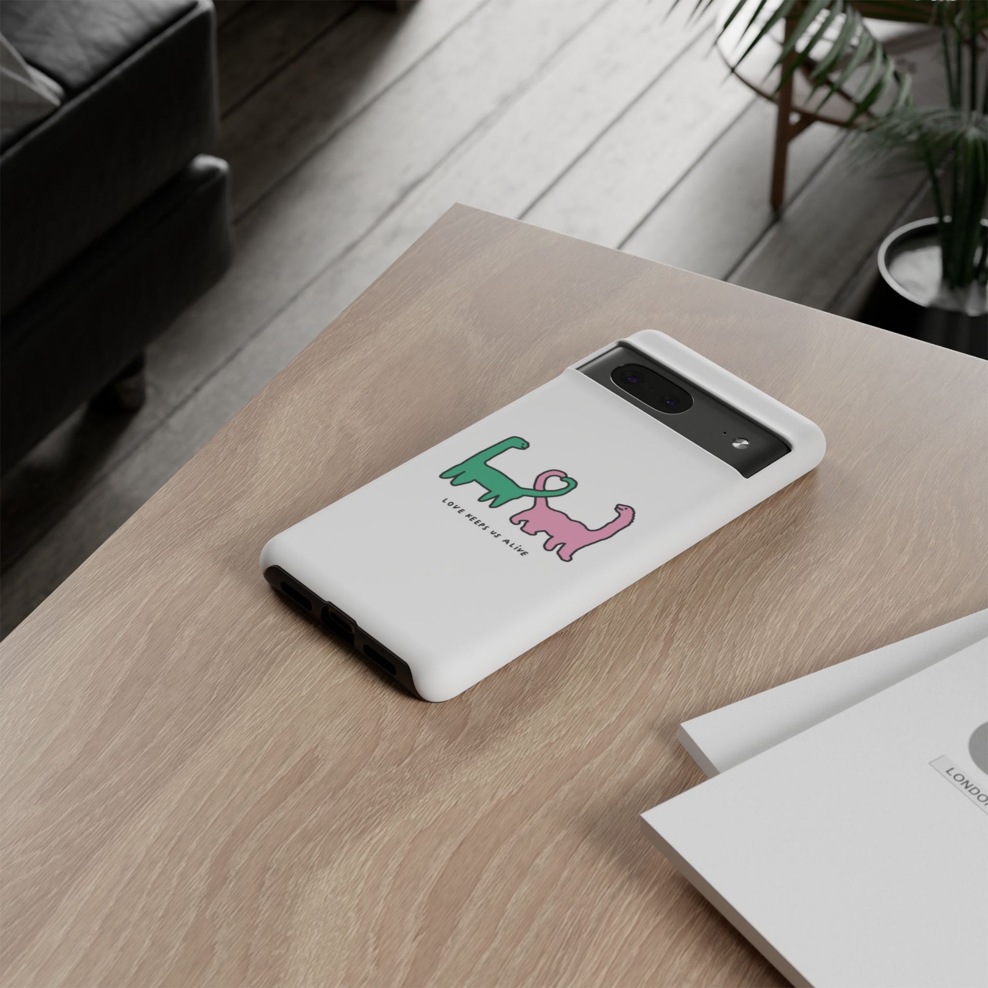 Dino in love phone cases