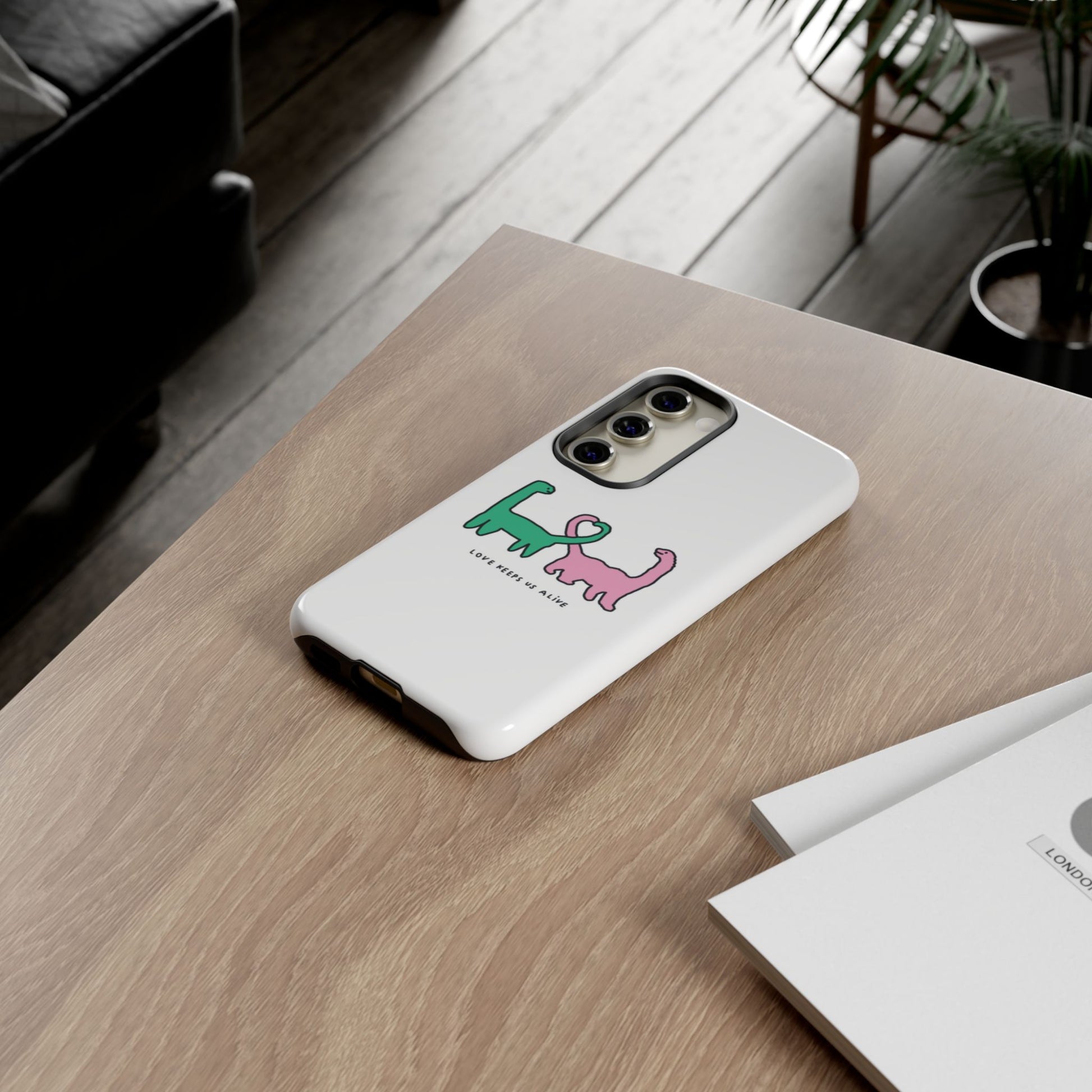 Dino in love phone cases