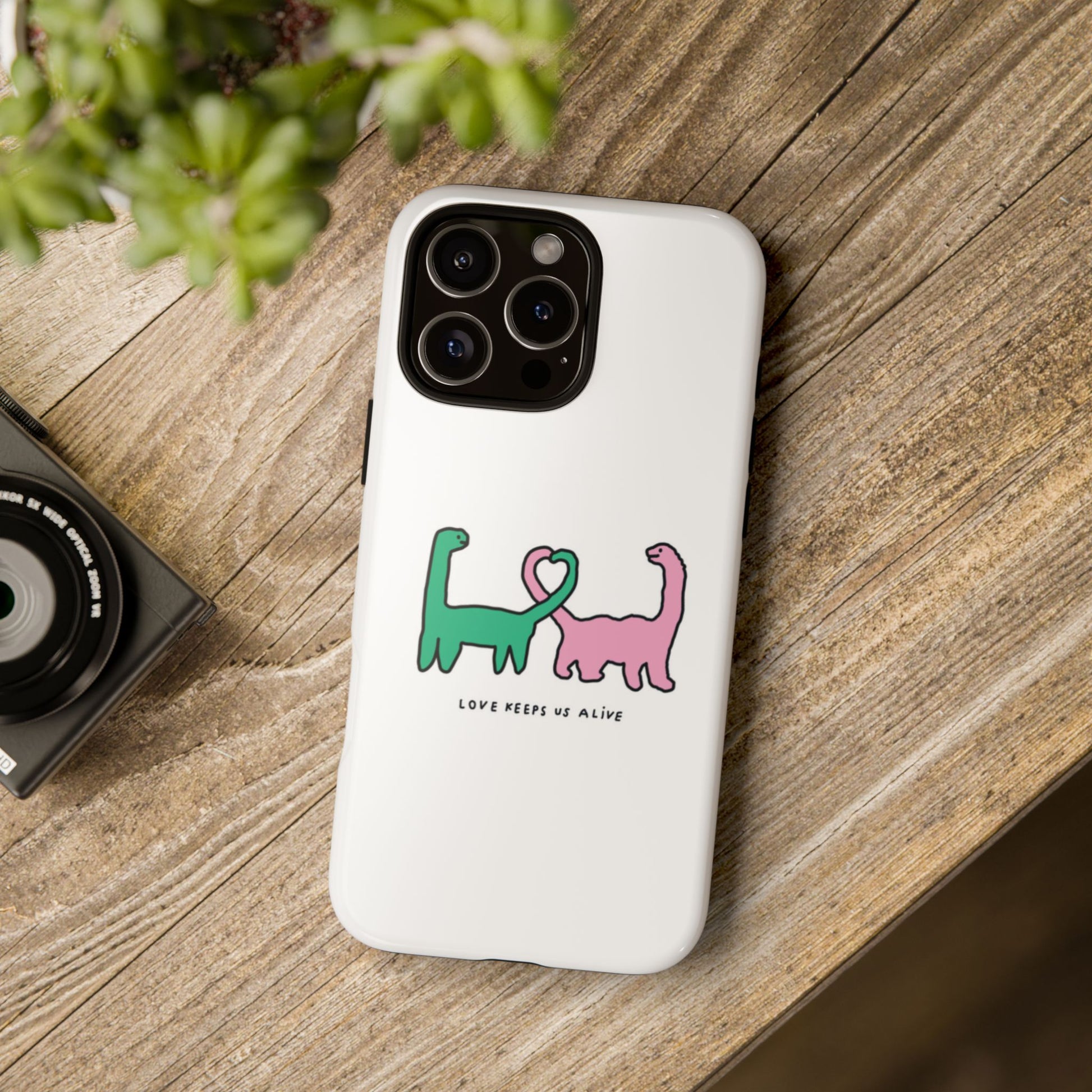 Dino in love phone cases