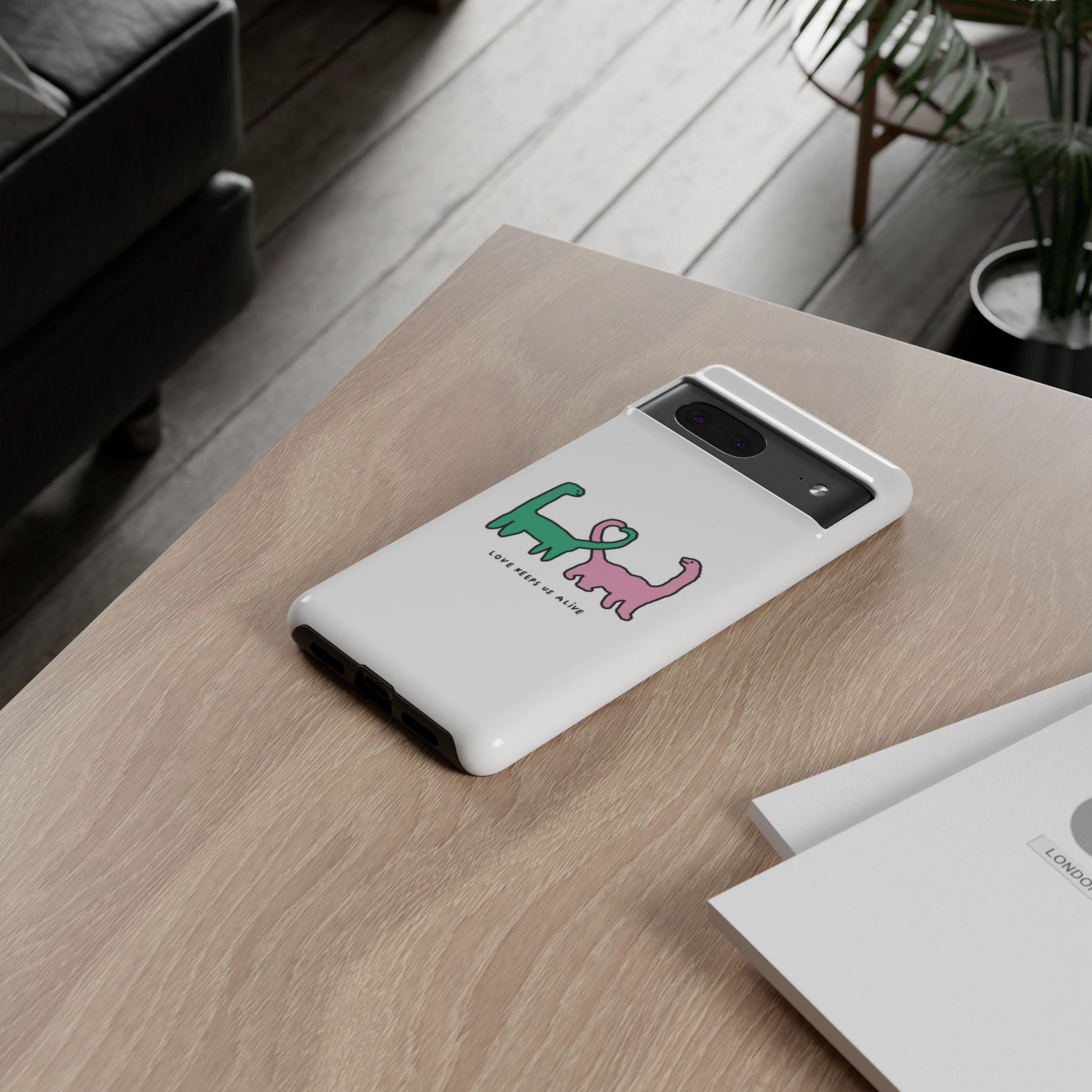 Dino in love phone cases