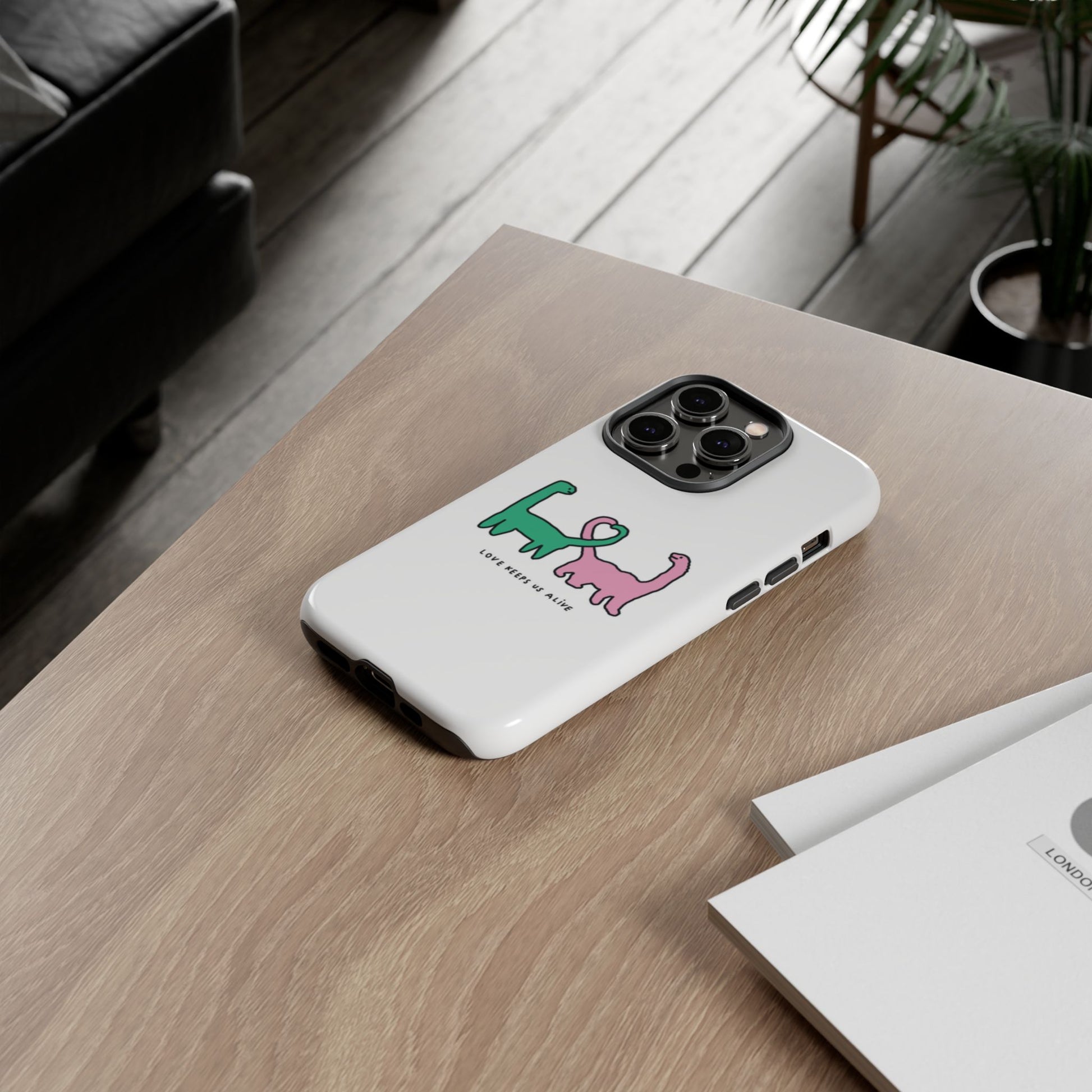 Dino in love phone cases