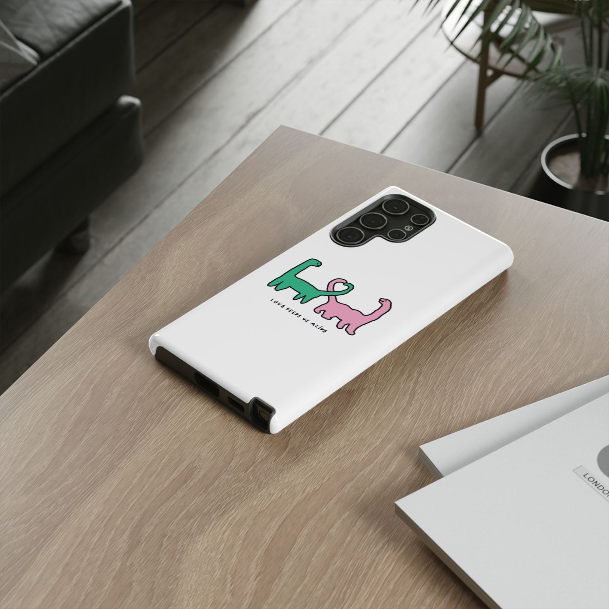 Dino in love phone cases