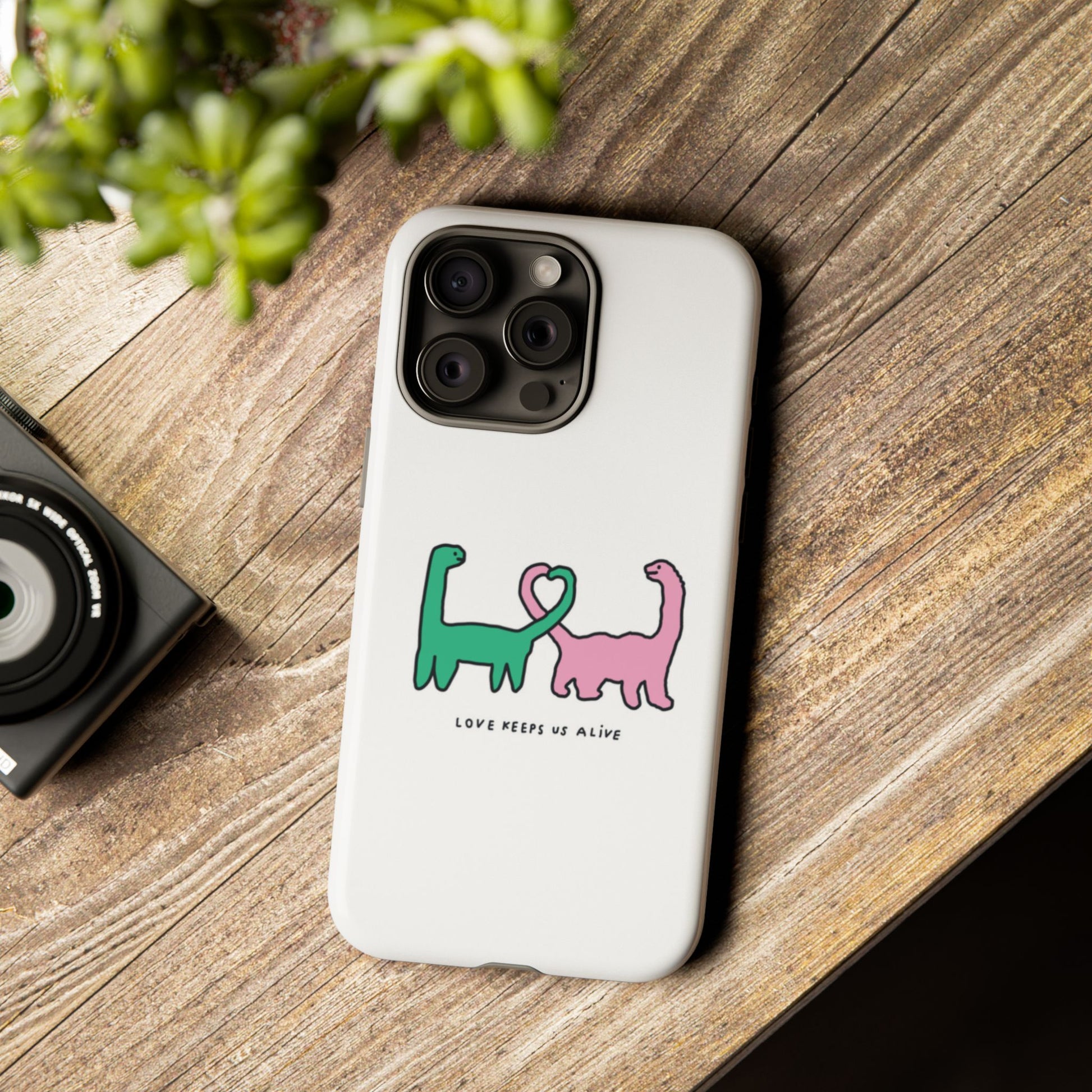 Dino in love phone cases