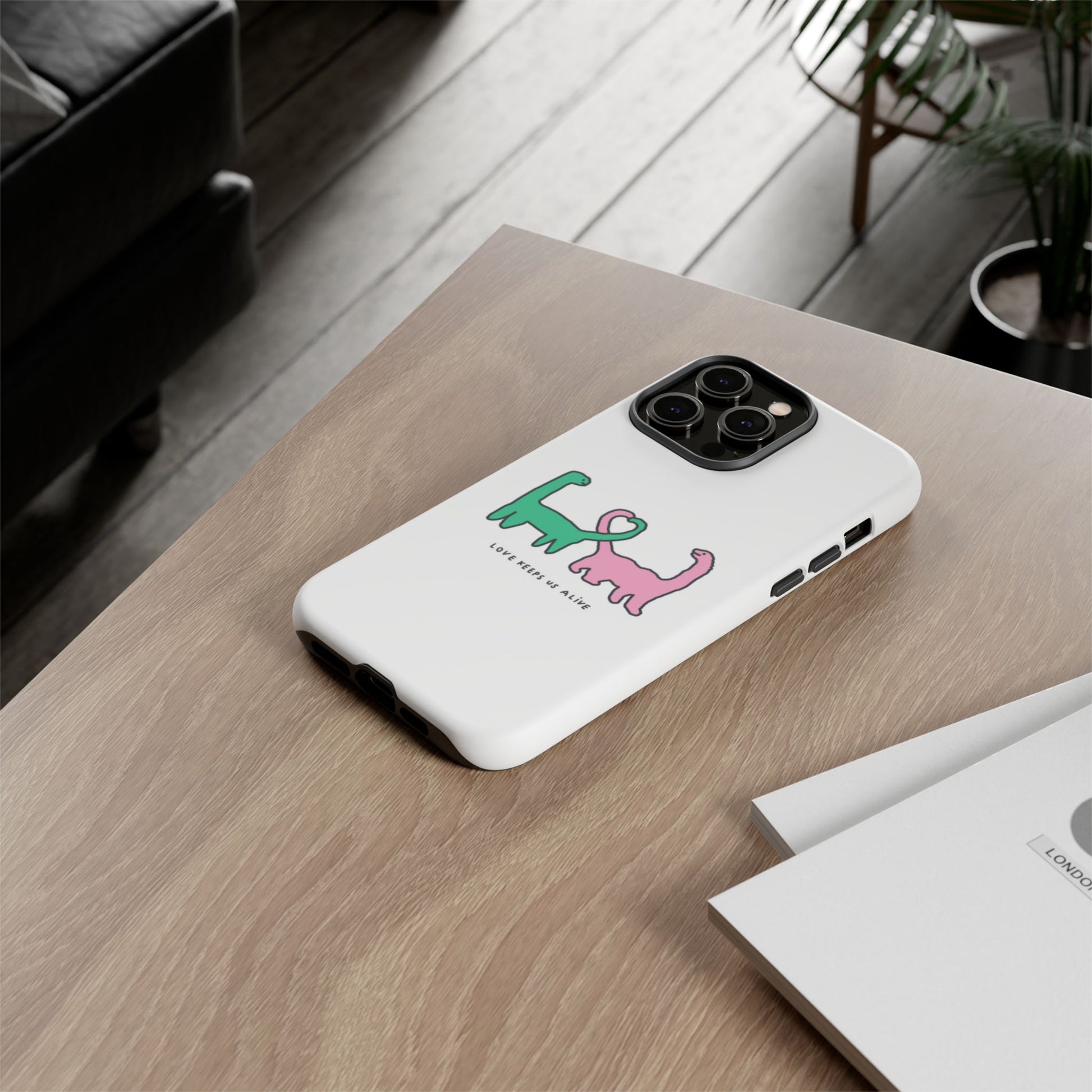 Dino in love phone cases